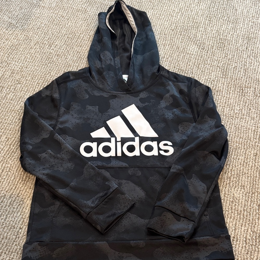 Adidas Black and Gray Camouflage Hoodie